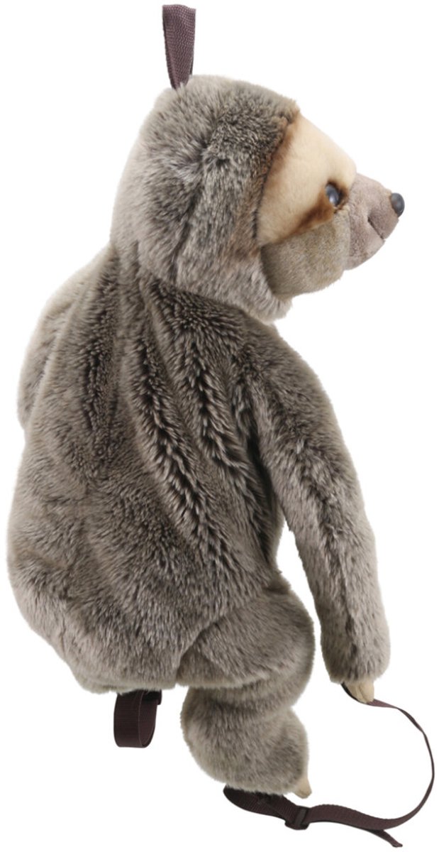 The Puppet Company rugzak luiaard dier voor kinderen - zachte knuffel rugzak.