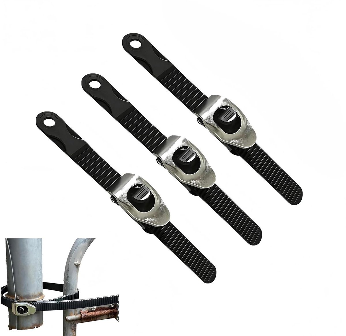 Grip Lock Strap - Ratelband Herbruikbaar - Veilig Vastzetten - Metalen Ratelgesp - 50 cm - Zwart