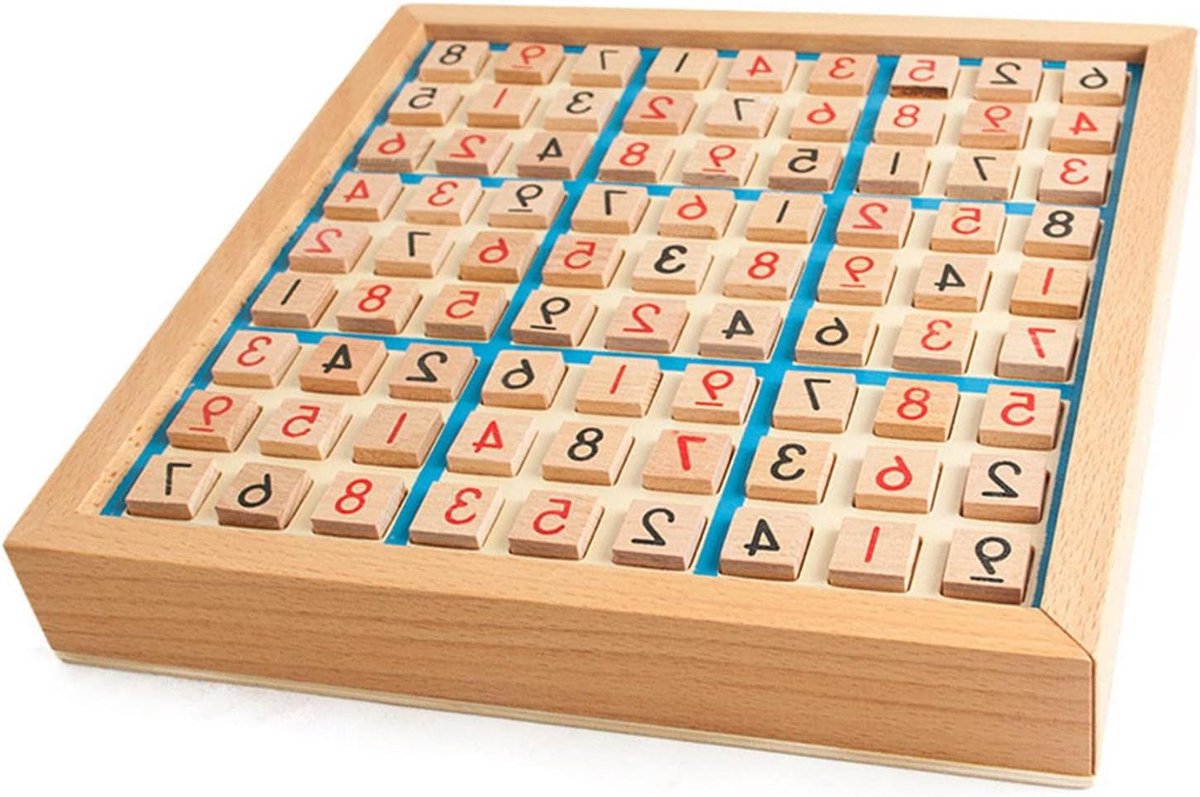 Houten Wiskundepuzzel - Logica Spel Bord - Intelligentie Oefenen - Milieuvriendelijk Hout - 24 cm - Blauw