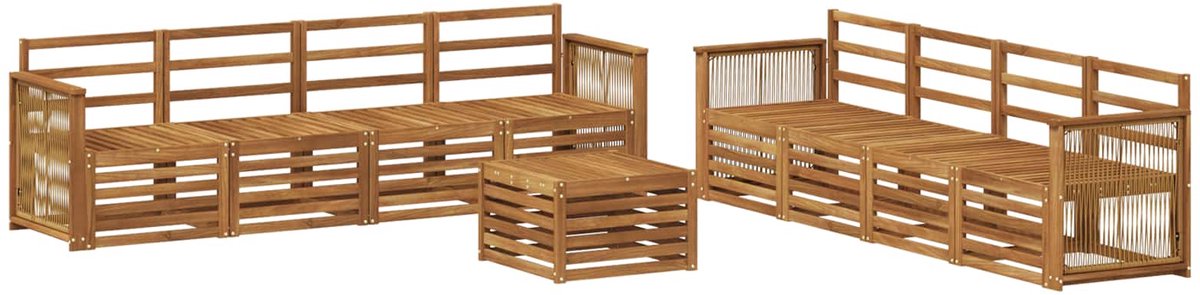 vidaXL Buiten - bank - set - 9 - st - 8-zits - Naturel - Massief - Acacia - Hout