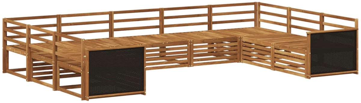 vidaXL Buiten - bank - set - 9 - st - 9-zits - Naturel - Massief - Acacia - Hout