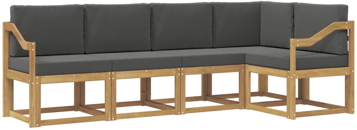 vidaXL Buiten - bank - set - 5 - st - 5-zits - Wit - en - antracietkleurig Wit en antracietkleurig