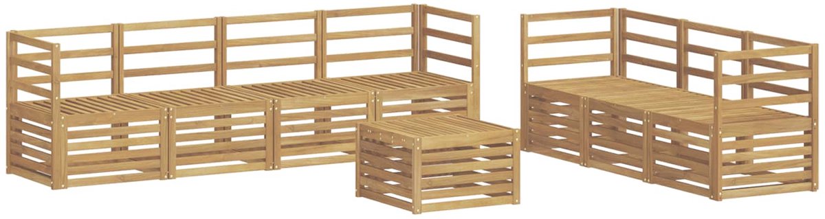 vidaXL Sofa-Sets - 8 - st - 7-zits - White - Solid - Acacia - Wood Wit