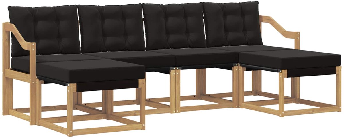 vidaXL Buiten - bank - set - 6 - st - 6-zits - Wit - en - zwart Wit en zwart