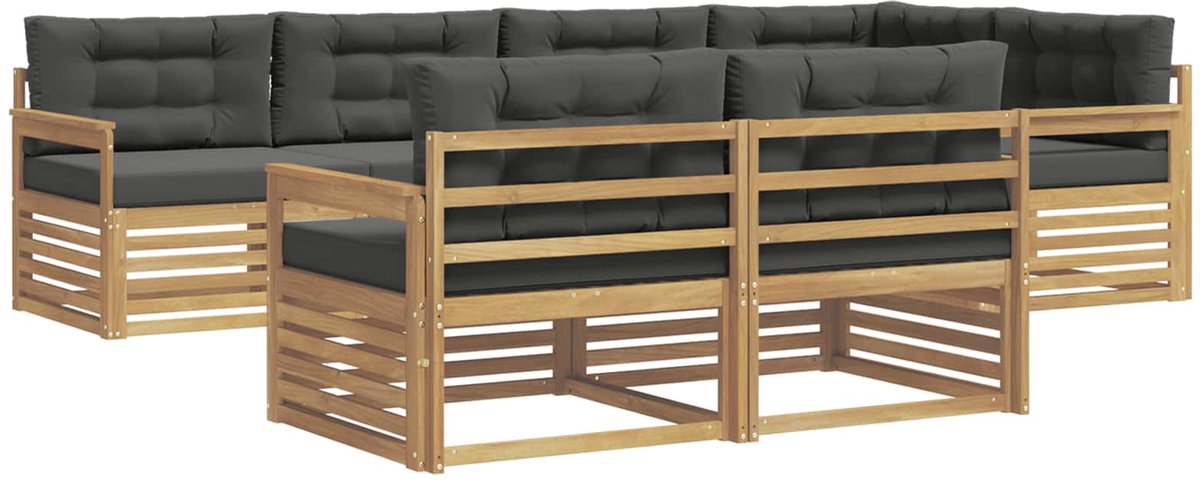 vidaXL Buiten - bank - set - 7 - st - 7-zits - Wit - en - antracietkleurig - Polyester Wit en antracietkleurig