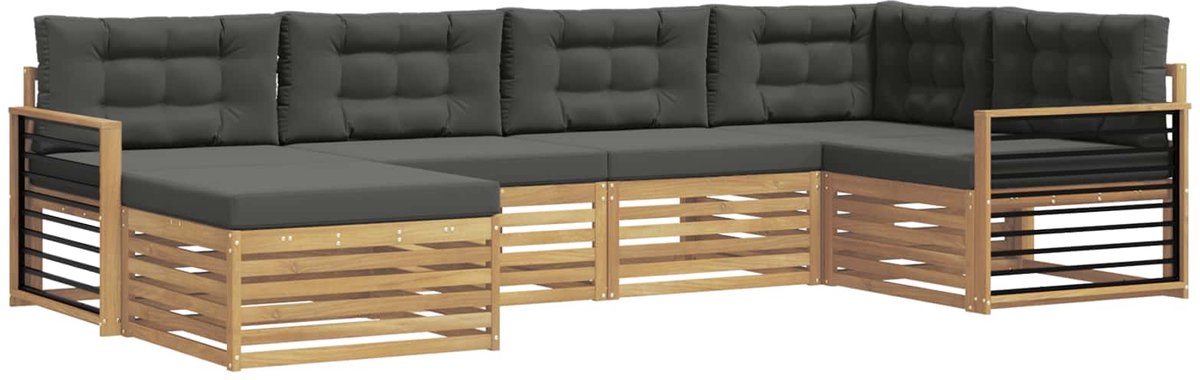 vidaXL Buiten - bank - set - 6 - st - 6-zits - Wit - en - antracietkleurig - Polyester Wit en antracietkleurig