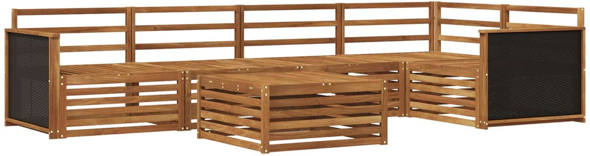 vidaXL Buiten - bank - set - 6 - st - 5-zits - Naturel - Massief - Acacia - Hout
