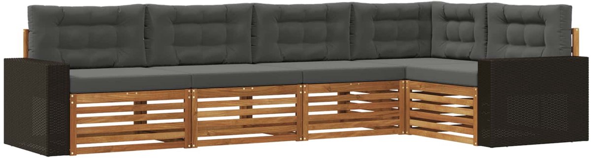 vidaXL Buiten - bank - set - 5 - st - Natuurlijk - en - Antraciet - Polyester Natuurlijk en antraciet