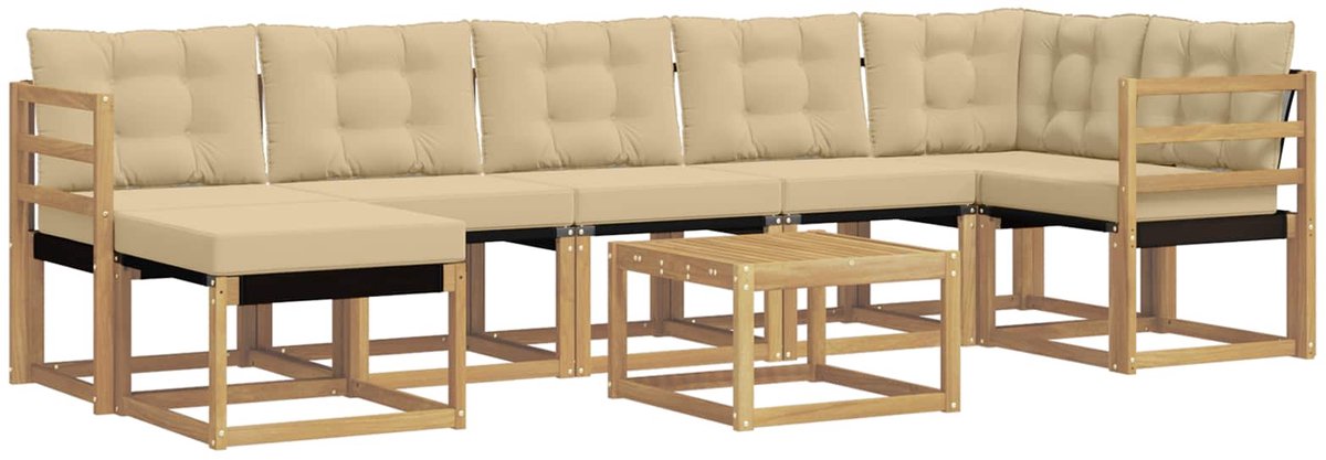 vidaXL Buiten - bank - set - 8 - st - 7-zits - Wit - en - Beige Wit en Beige