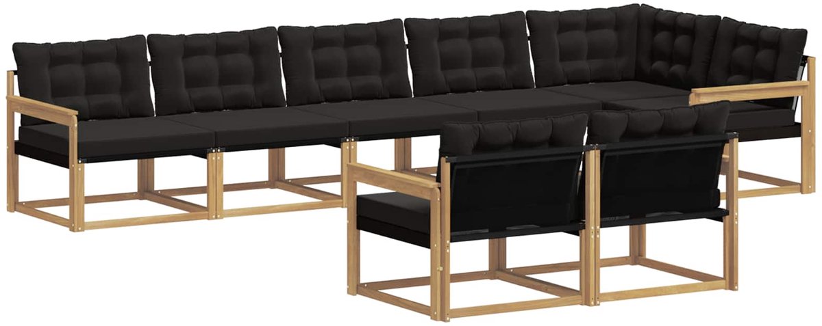 vidaXL Buiten - bank - set - 8 - st - 8-zits - Wit - en - zwart Wit en zwart
