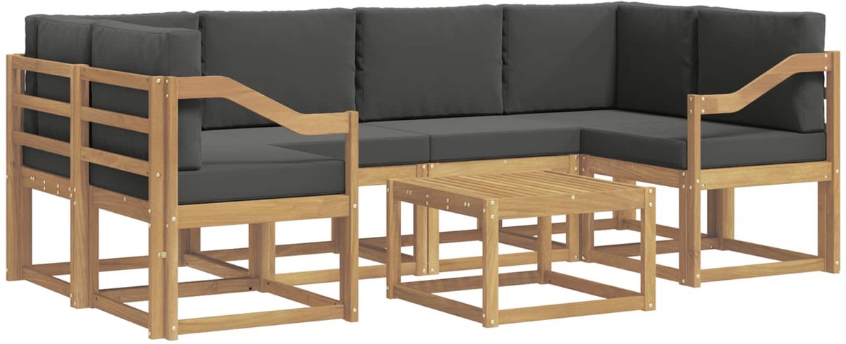 vidaXL Buiten - bank - set - 7 - st - 6-zits - Wit - en - antracietkleurig Wit en antracietkleurig