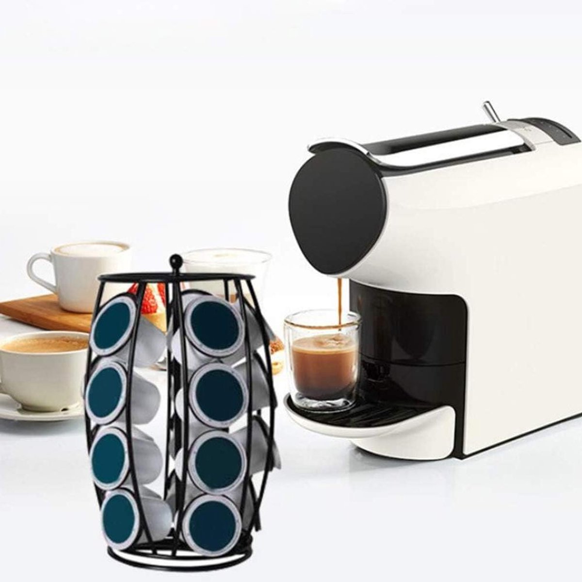 Koffiekophouder - Bekercarrouselhouder - Keuken Organiseren - Sterk Metalen Frame - 30 x 20 x 20 cm - Zwart
