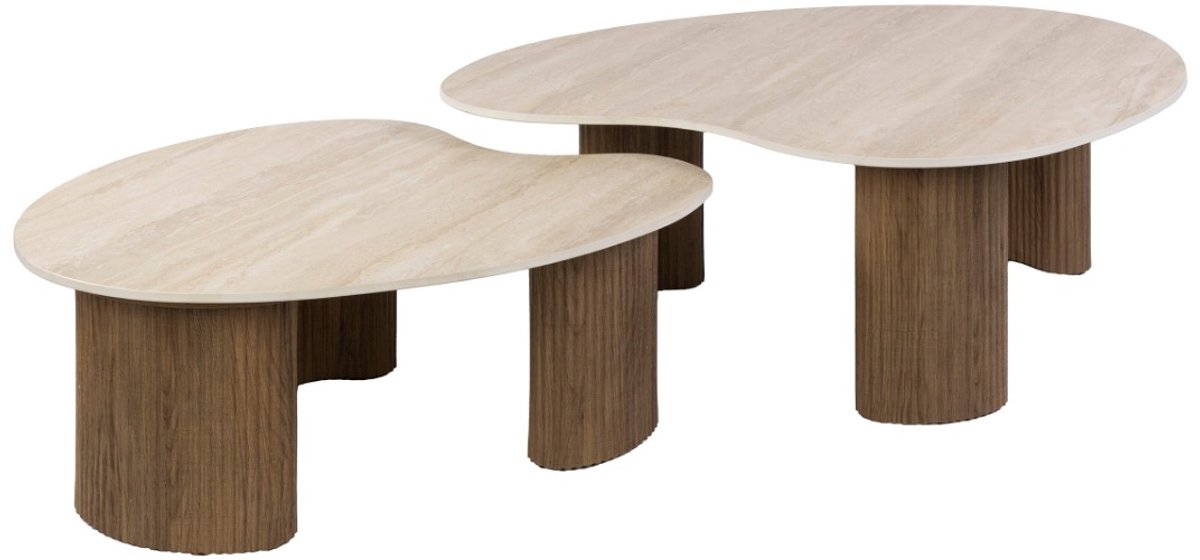 AnLi Style Salontafel Ceramo aperto set/2 keramiek travertin Bruin
