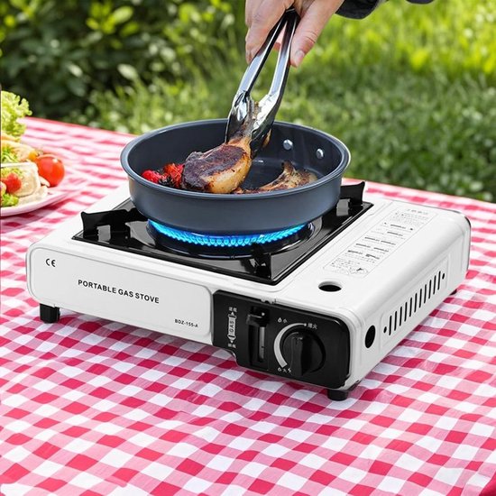 Draagbaar Kookstel - Kampeer Gasbrander - Outdoor Koken - Verstelbare Enkele Brander - 34x25.5x8cm - Wit van Draagbaar — afbeelding 2