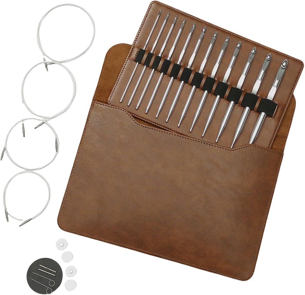 Tunesische Haaknaald Set - Afghaanse Haaknaalden Breinaalden - Sjaals Truien Breien - Verwisselbare Maten - 3mm-10.0mm - Aluminium