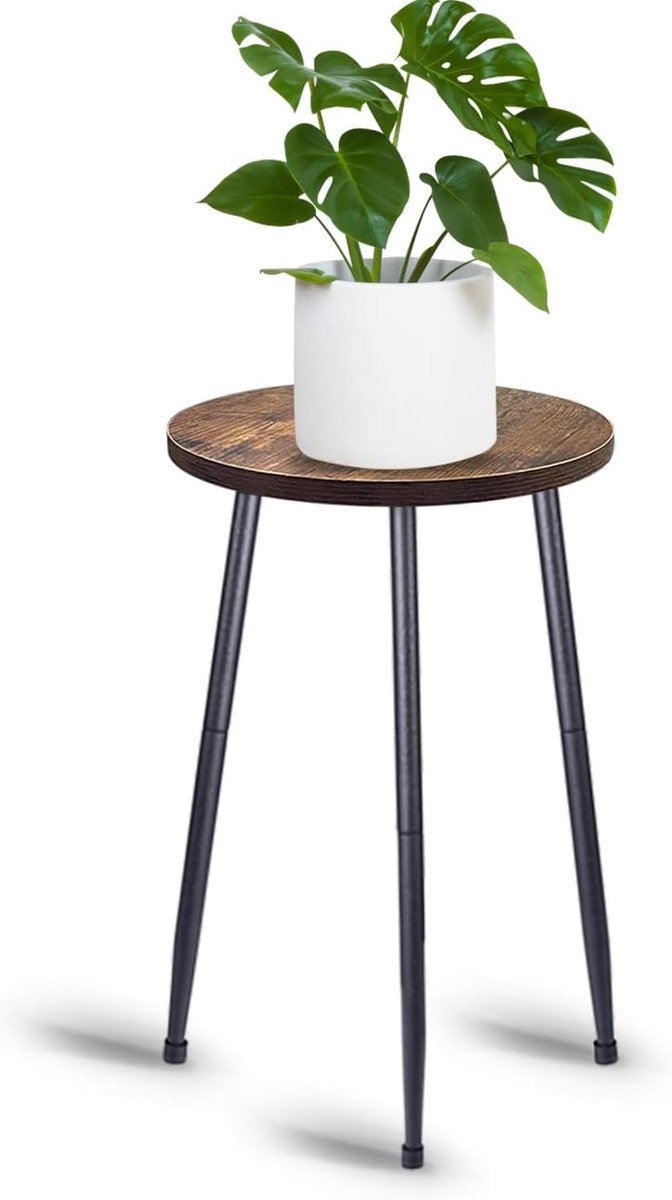 Famanu – Plantenrek van metaal met afneembare planken, hoogte 50 cm, ideaal voor potten, geschikt voor huis, balkon en tuin, bruin
