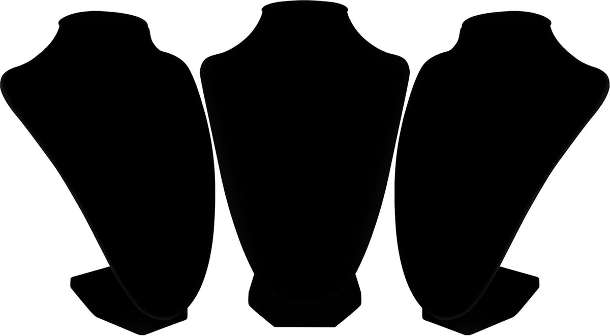 Famanu – Set van 3 zwarte velours ketting display bustes voor het ophangen van chokers, hangers en kettingen