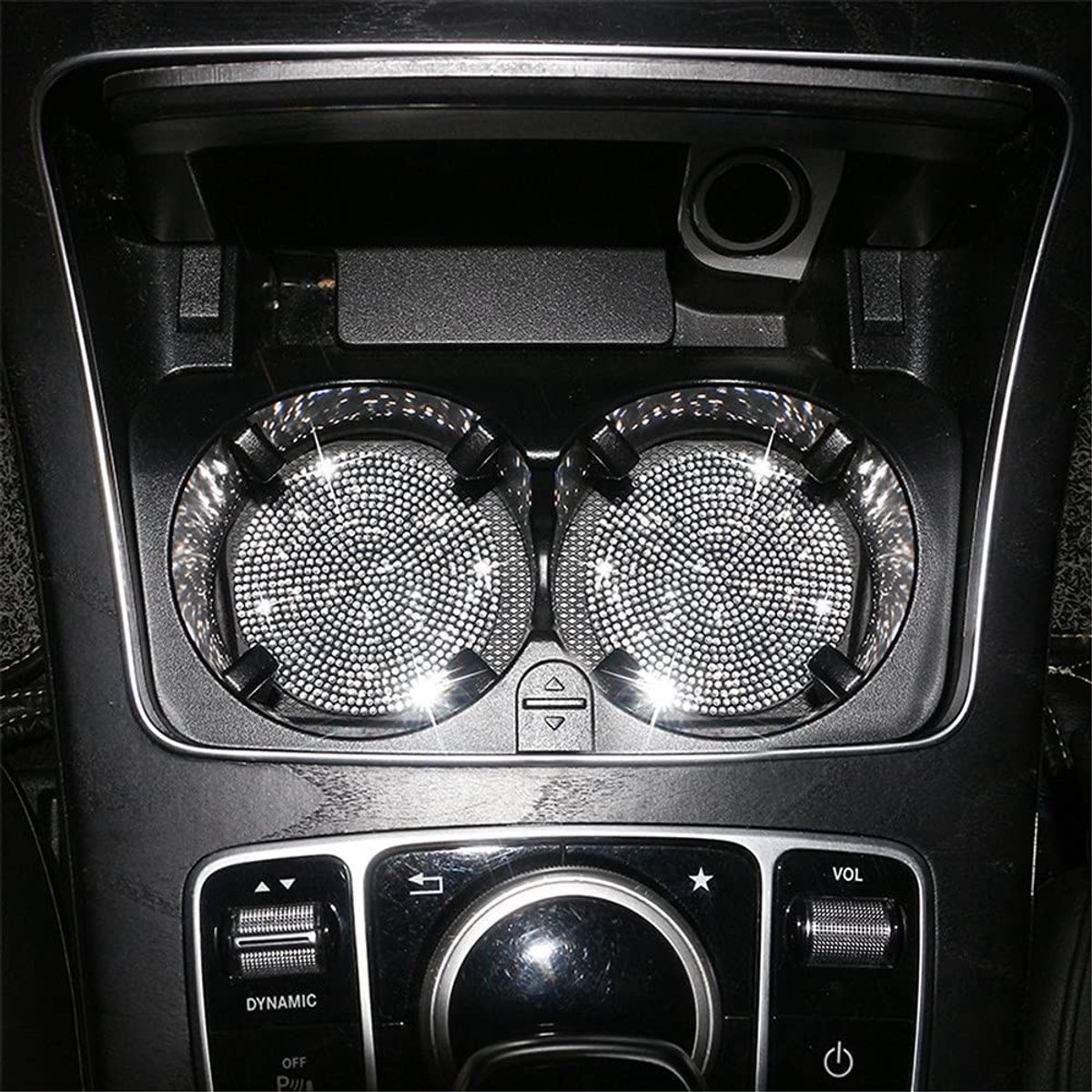 SPHProducts - Auto Coasters - Bling Crystal - Silicone Antislip - Universeel - Bekers voor Auto Interieur - Voor elke auto - Wit