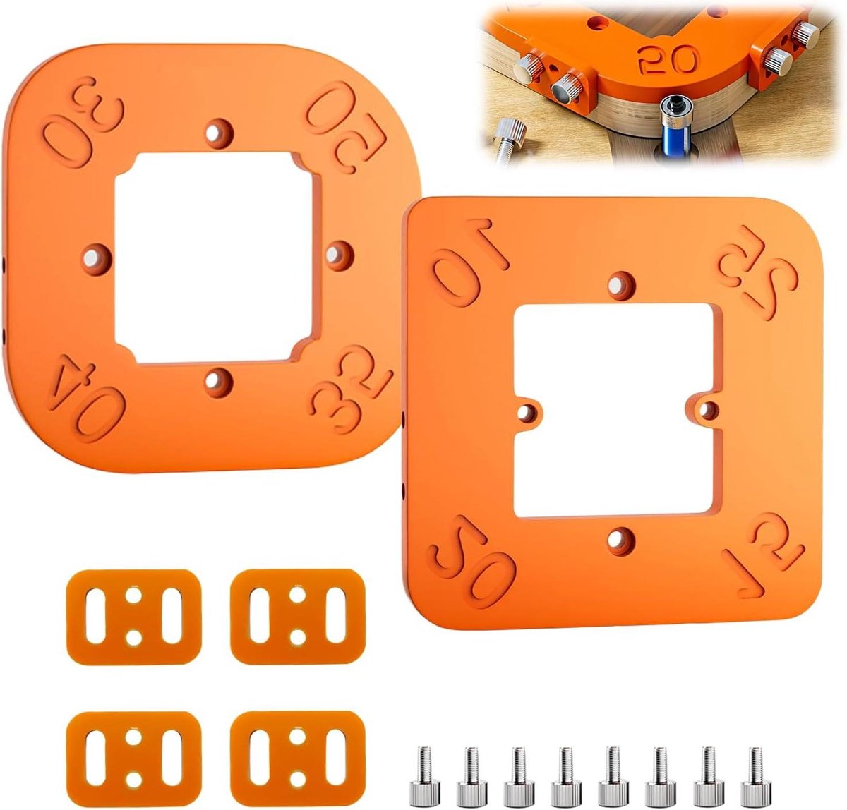 Radius Jig Router Sjabloon - Hoekradius Freessjablonen - Houtbewerking Hoek Afronden - 8 Verschillende Maten - R10 tot R50 - Grijs