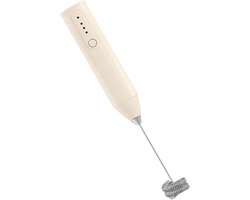 Melkopschuimer - Koffie Mixer - Cappuccino Maken - Oplaadbaar Met Type-C - 22 cm - Beige