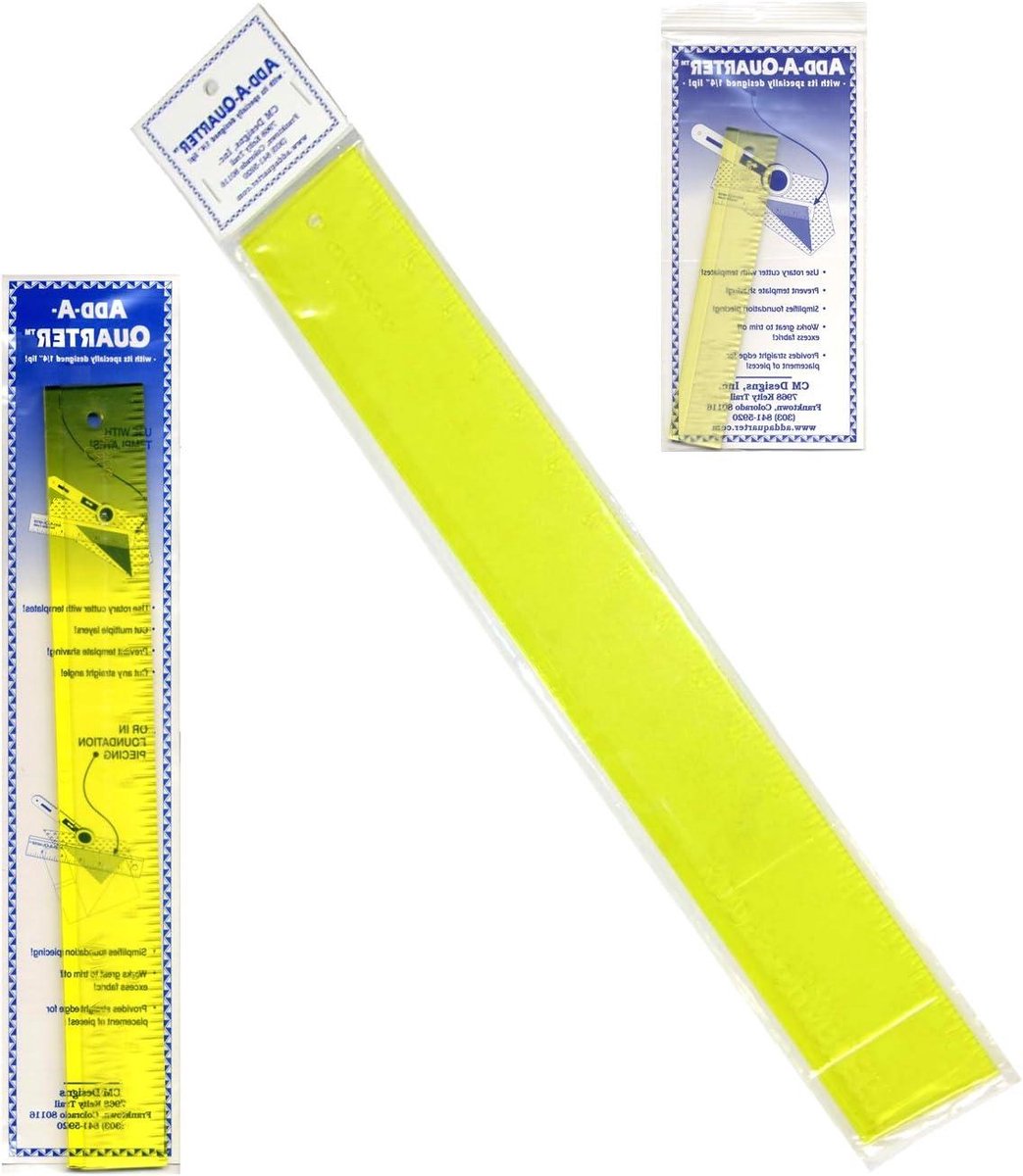 Liniaal Set - Naadtoeslag Hulp - Quilten en Naaien - Voegt 1/4-inch toe - 3 Maten - Geel