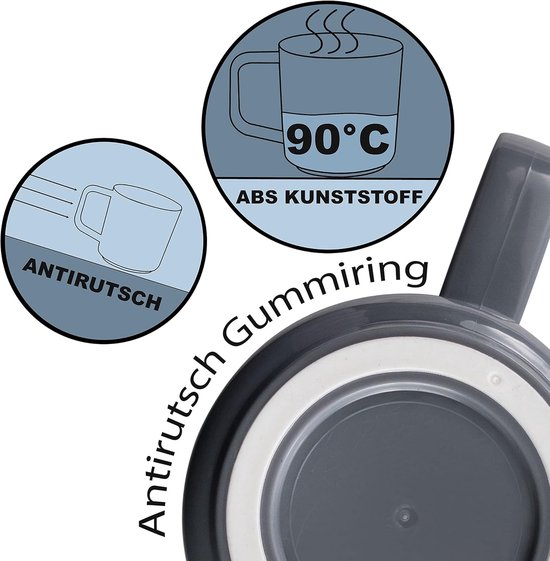 Mokken Set - Camping Servies - Outdoor Gebruik - Antislip Bodem - 4 stuks 350ml - Bruin Wit — afbeelding 4
