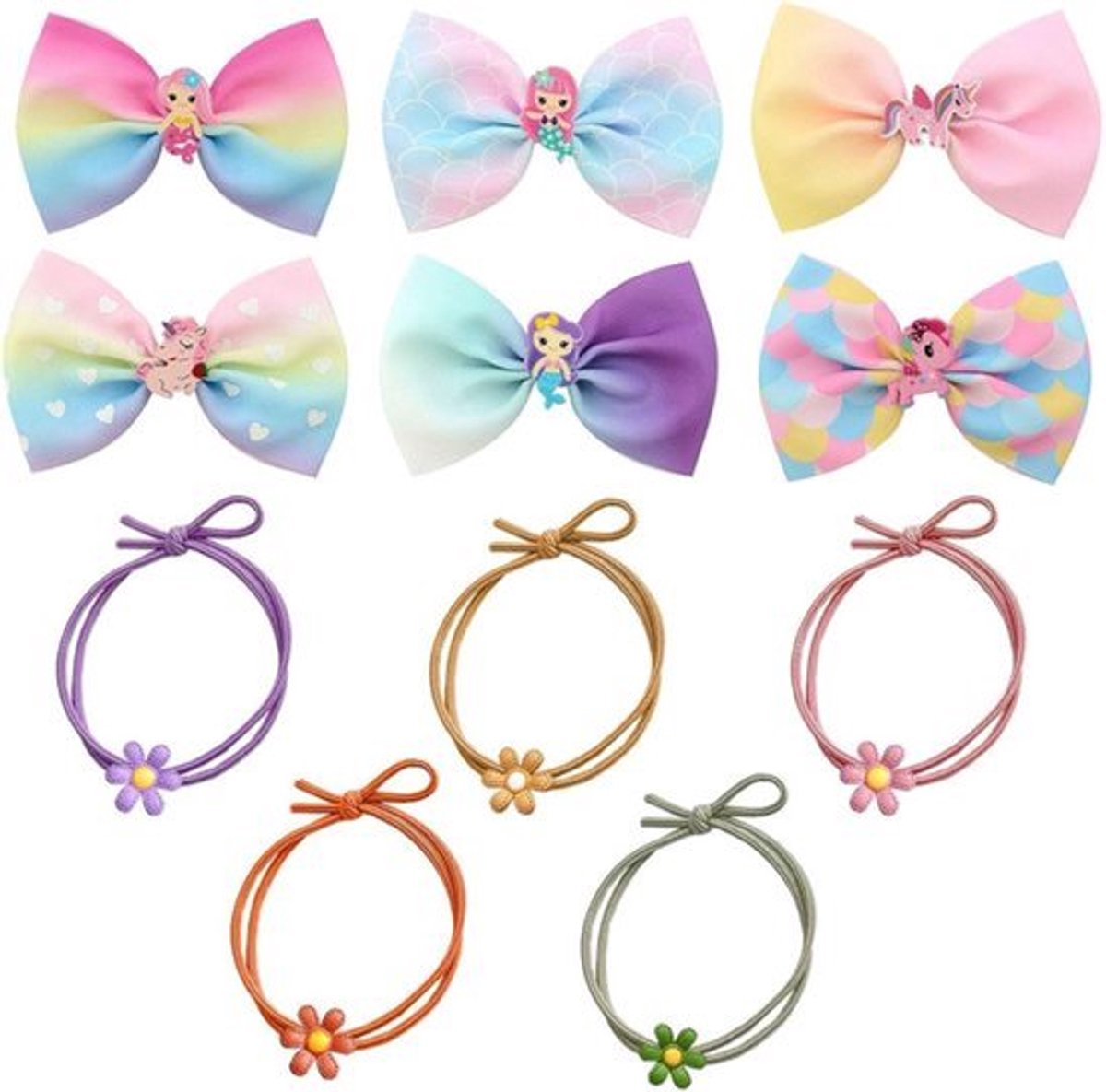 Haarspelden en Madeliefjes Haarringen - Set van 6 Haaraccessoires en 5 Kapseldecoraties