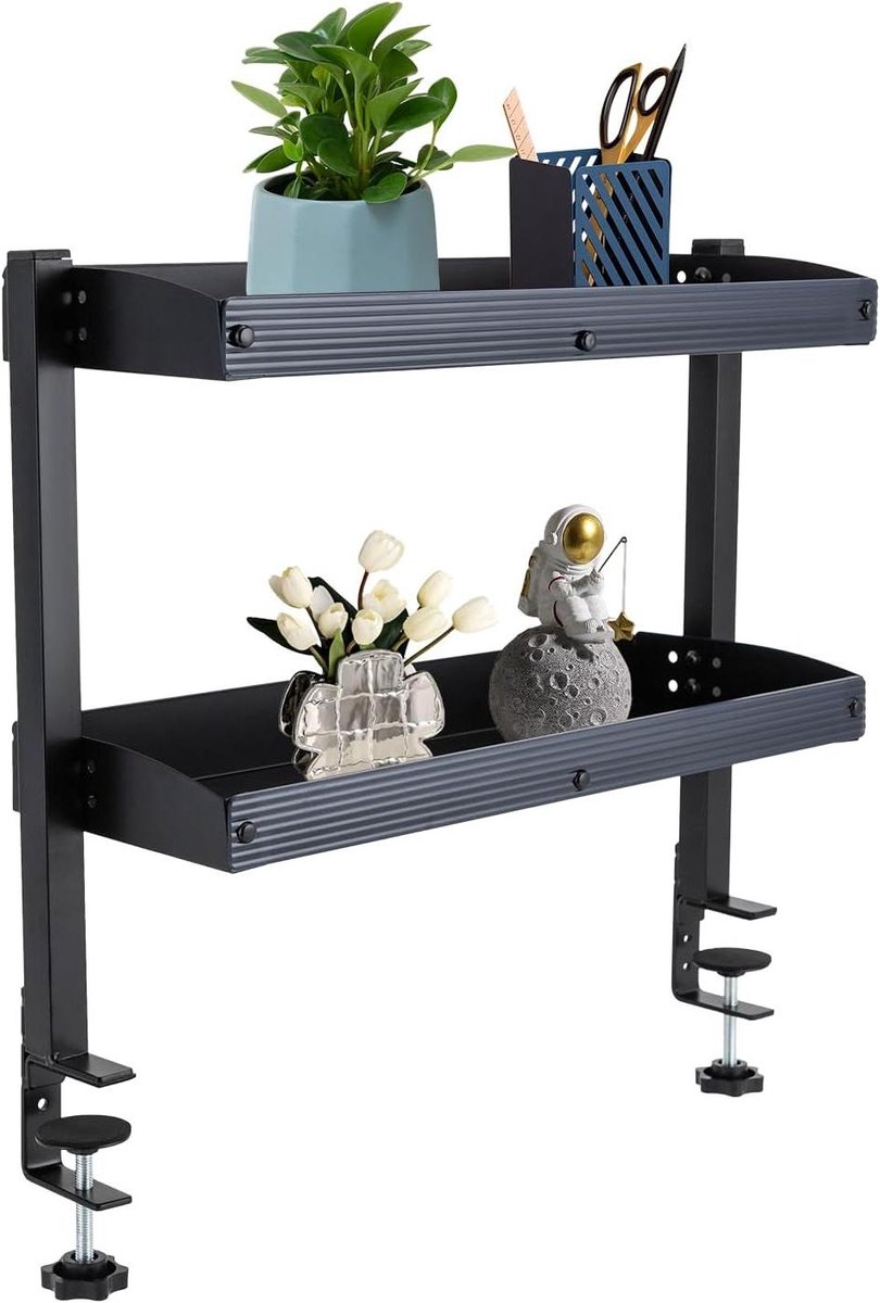 Bureau Organizer - Bureaurek Klem - Bureau Opruimen - Twee Niveaus - 44 x 393 cm - Zwart