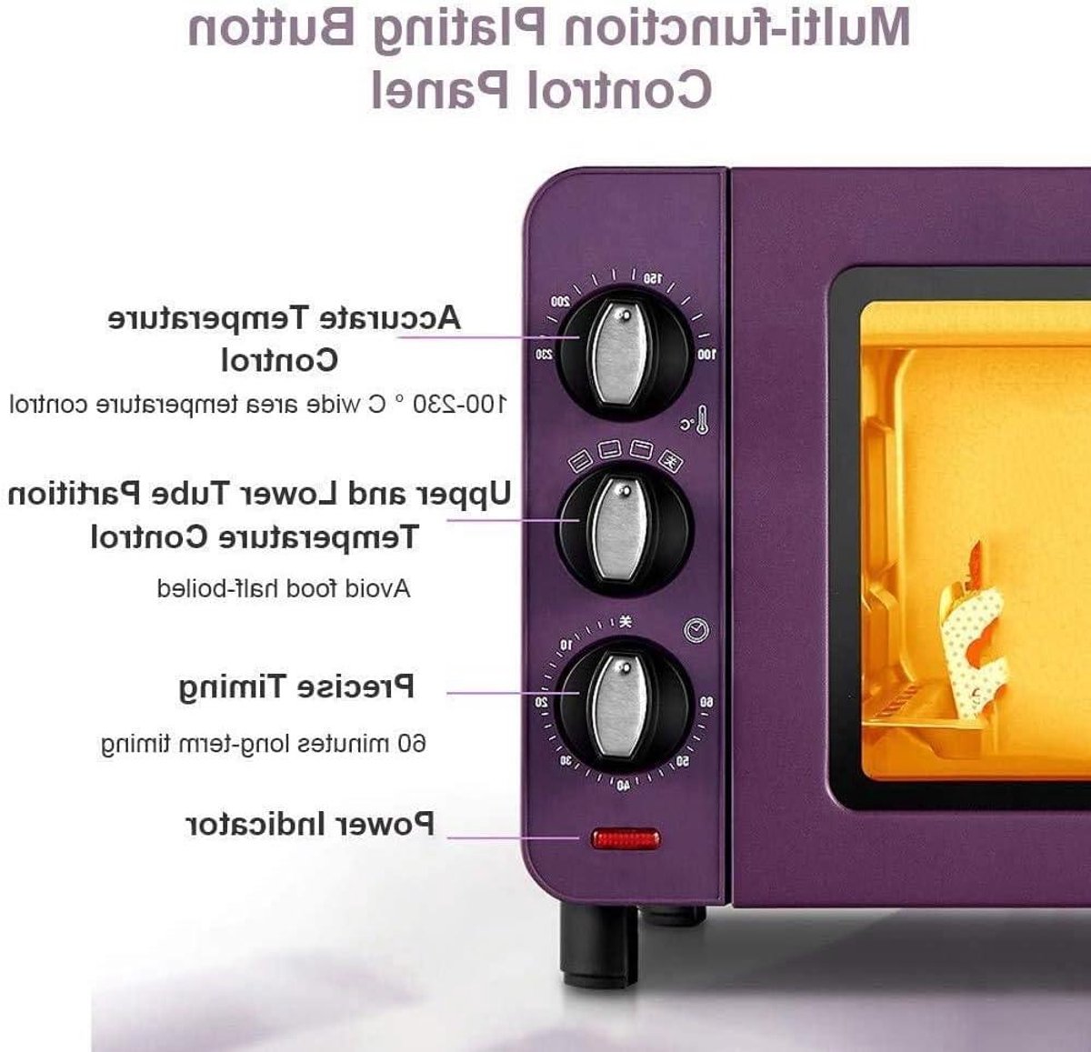 Mini Oven - Kleine Oven Elektrisch - Bakken en Grillen - Met Timer - 15 Liter - Rood