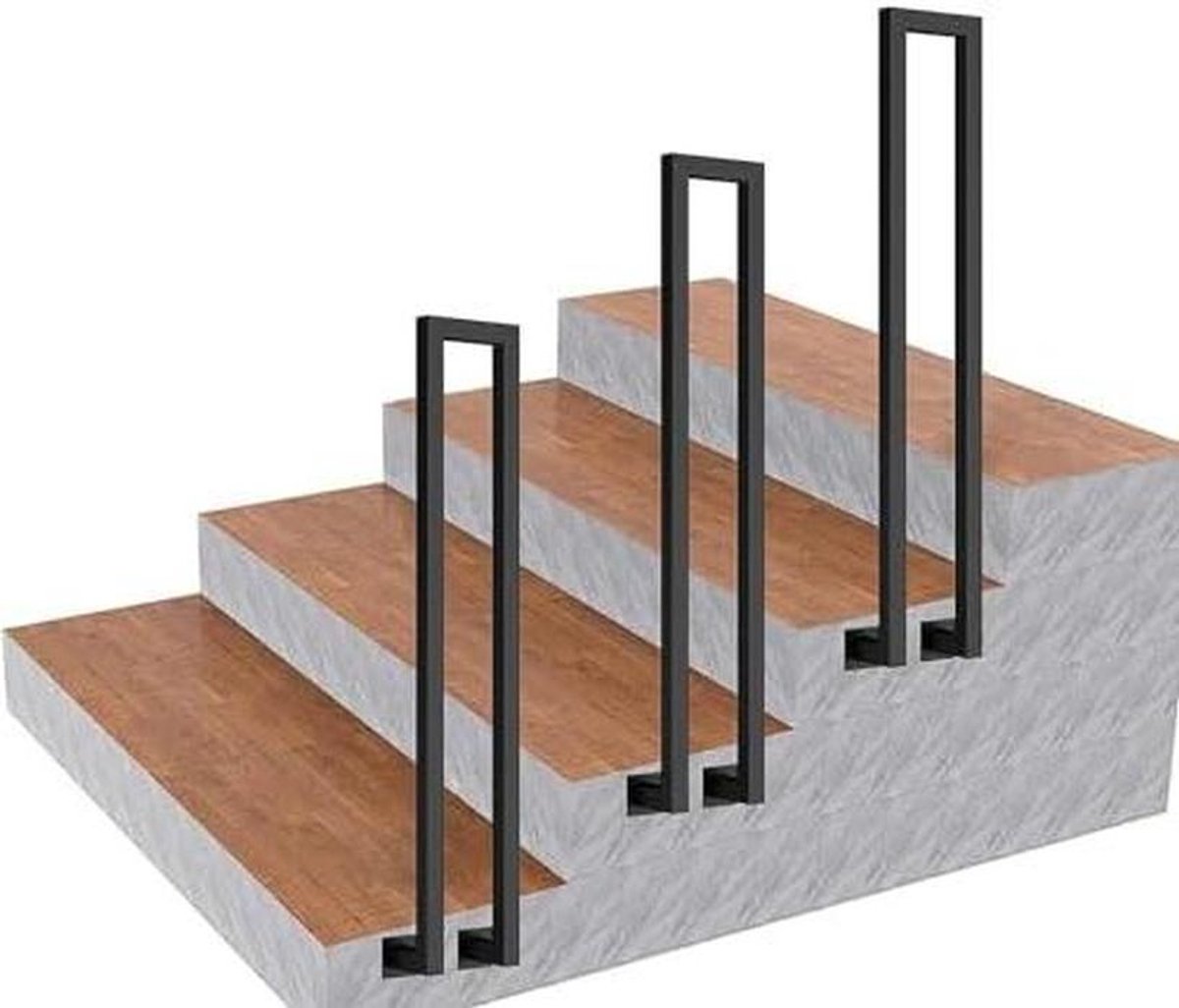 Trapleuning Set - Traphek Handgreep - Veilig Traplopen - Robuust Smeedijzer - 3 stuks - Zwart