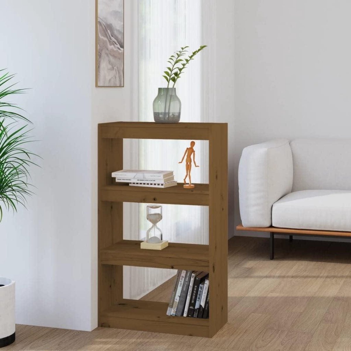 Boekenkast Scheidingswand - Houten Rek - Opbergen Decoreren - Massief Grenenhout - 60x30x1