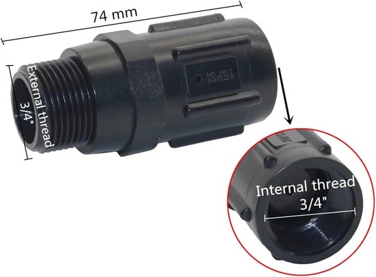 Water Drukregelaar Kleppen - Druk Verkleiner - Druppels Irrigatie - Hoge Sterkte ABS - 3/4 inch - Zwart — afbeelding 5