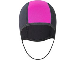 Duikmuts met kinband - Surfkap neopreen - Watersport bescherming - Volledige hoofd oorbescherming - ca. 28 x 27 cm - Roze