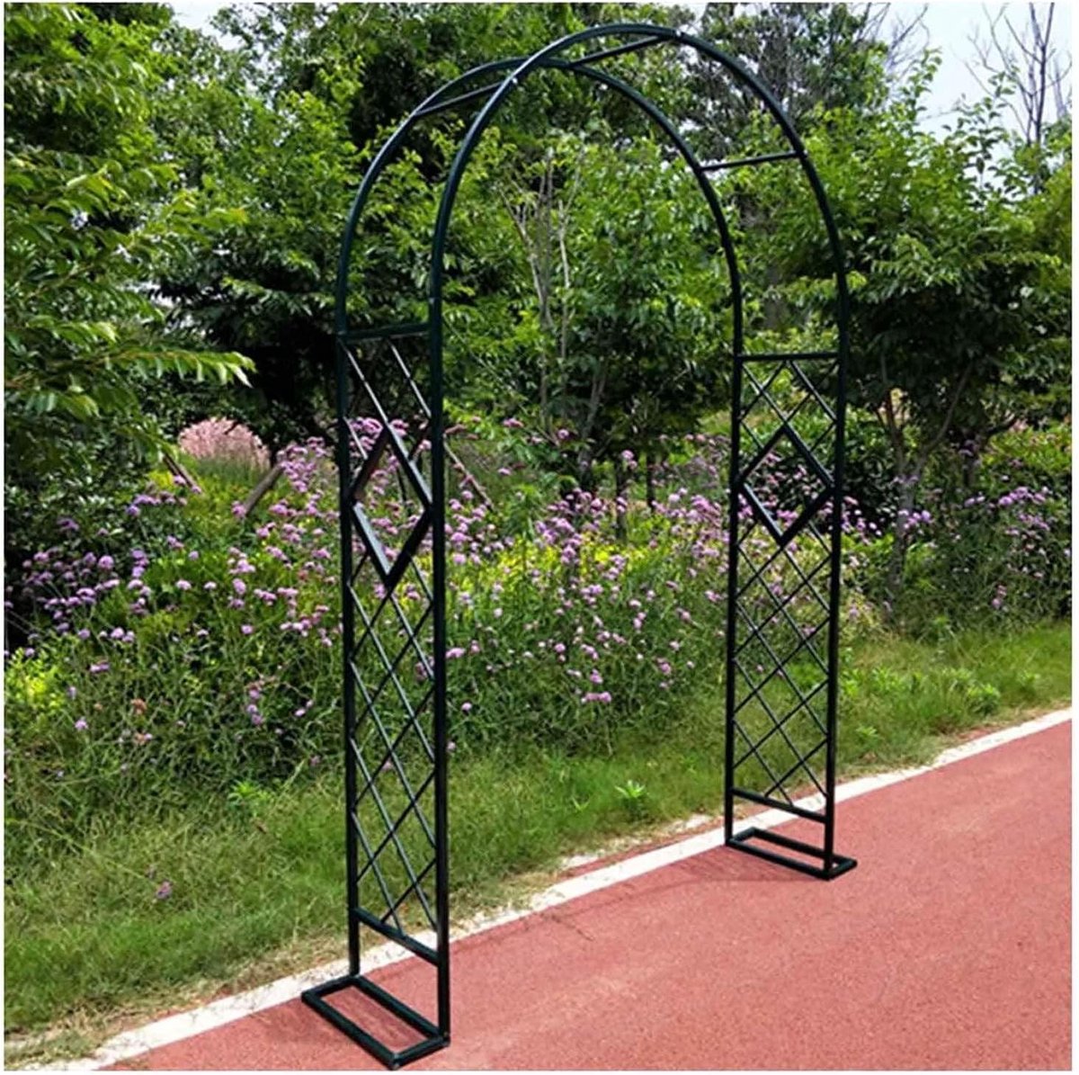 Tuin Priëlen En Bogen, Buiten Metalen Prieel, Prieel Weerbestendig Klimplant Gazon Achtertuin, Metalen Tuin Prieel Bruiloft Boog, Zwart-140cm/55in