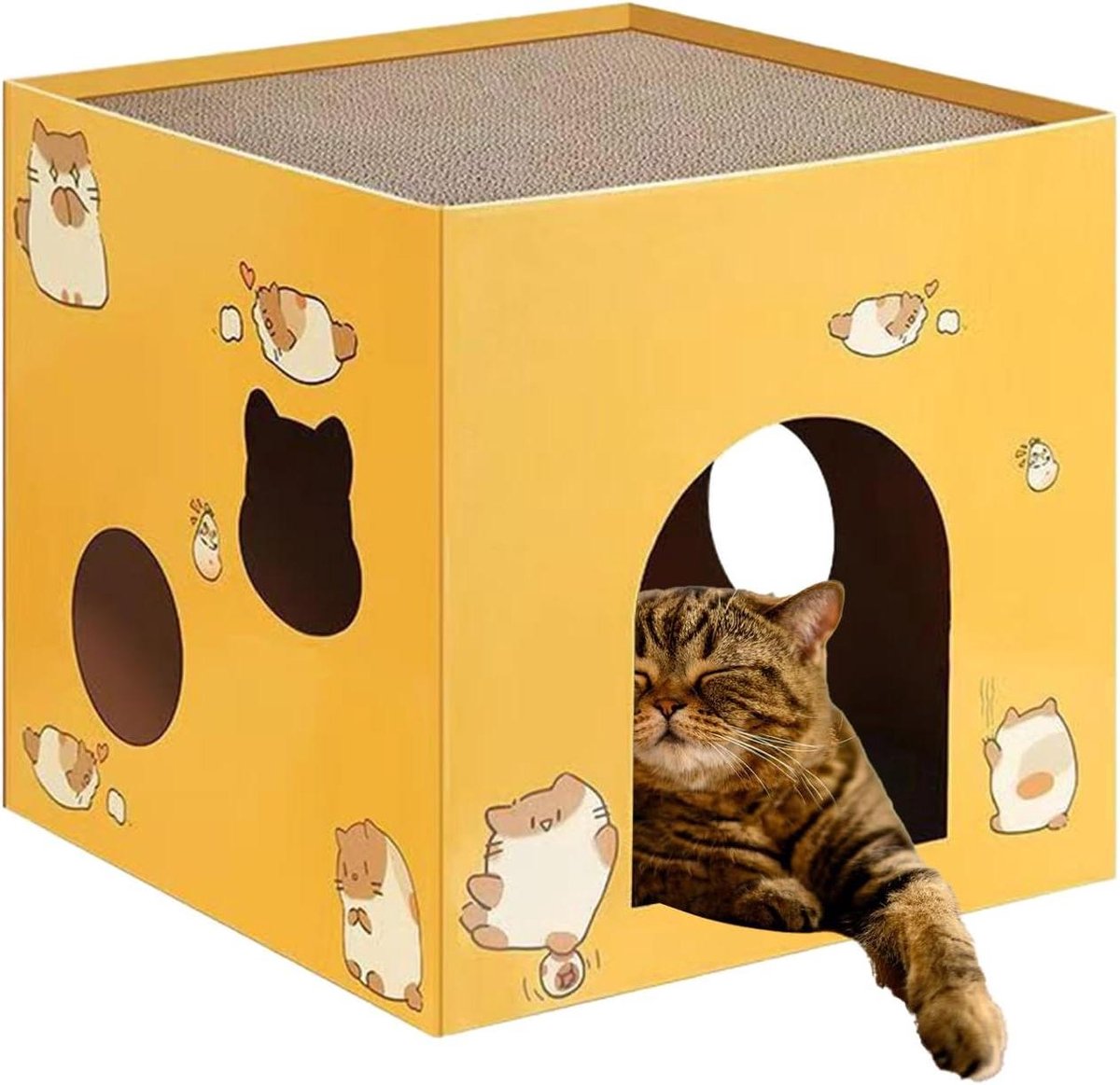 Krabpaal Huis - Kattenhuis Krabmeubel - Krabben en Spelen - Hoge Dichtheid Karton - 36.7 x 36.6 x 7.2 cm