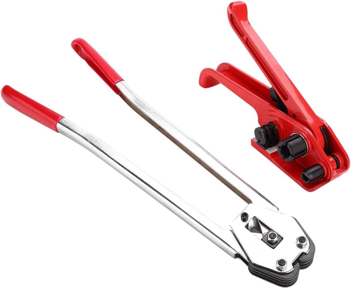 Omsnoeringsset - Spanband sluitmachine - Pakketten Verpakken - Handmatig en Draagbaar - 12-19 mm band - Grijs