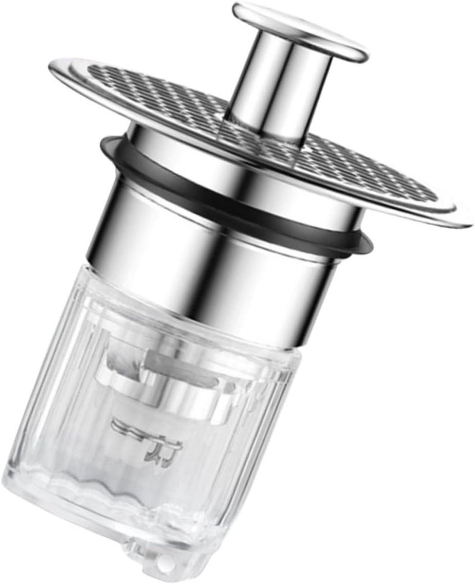 Afvoerplug - Badkamer Keuken - Schoon Water - Druktype Bediening - 7.5X7.5X6.2CM - Zilver