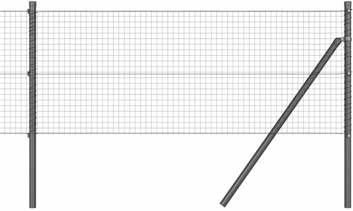 Afrasteringspaal Staal - Hekpaal Tuin - Buiten Beveiligen - Weerbestendig Gecoat - 100 cm Hoog - Grijs