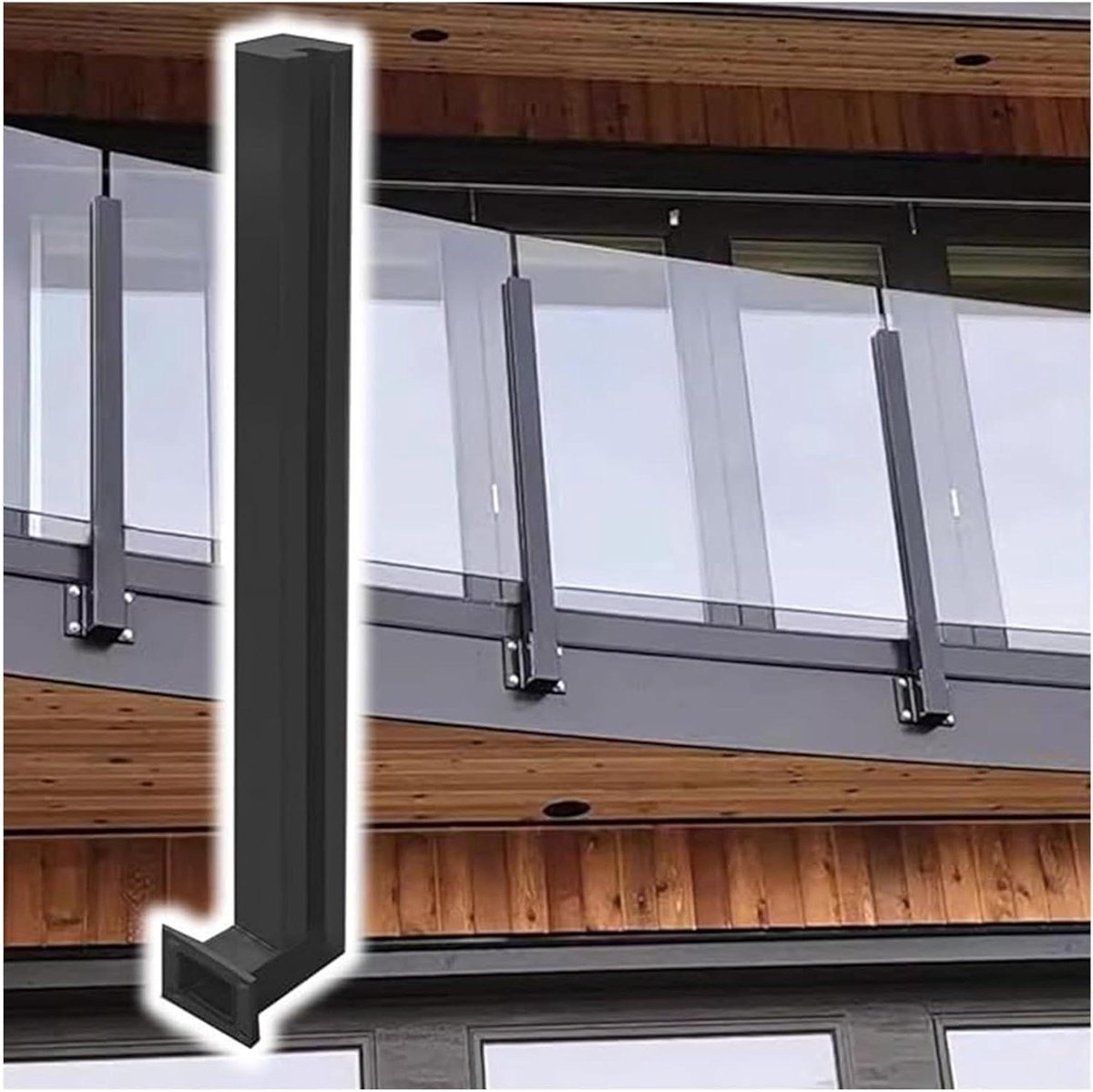 Glazen Balustrade Palen - Zijmontage Leuning - Terras Afscheiding - Roestvrij Staal 304 - 81-106 cm - Zwart