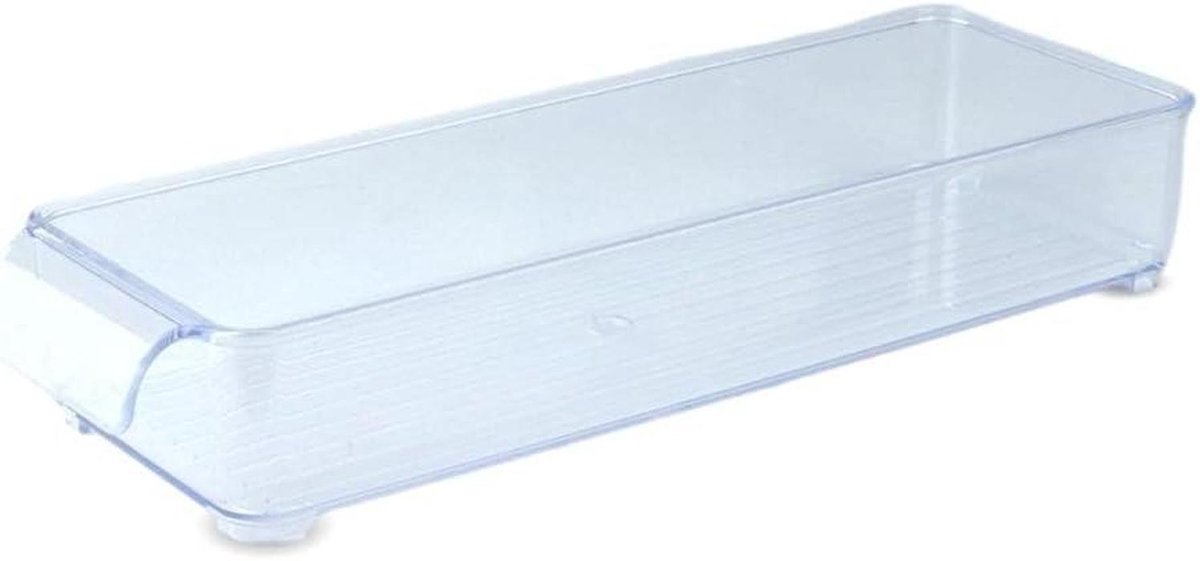 Koelkast organizer - Bewaardoos vleeswaren - Voedsel bewaren - Stapelbaar met greep - 30x105x5 cm - Transparant