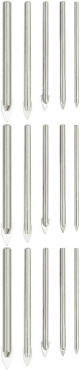 Glasboren Set - Tegel boren - Precisie boren - Versterkte kop - 15 stuks - Zilverkleurig