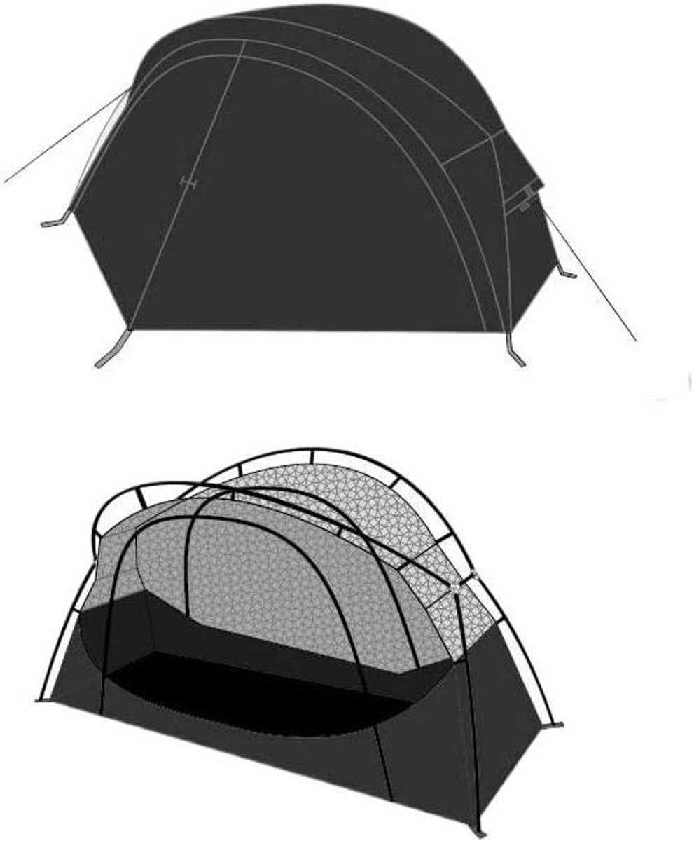 Kampeerbed Tent - Buitenbed Lichtgewicht - Kamperen en Reizen - Anti-muggen Ontwerp - Eenpersoons - Zwart