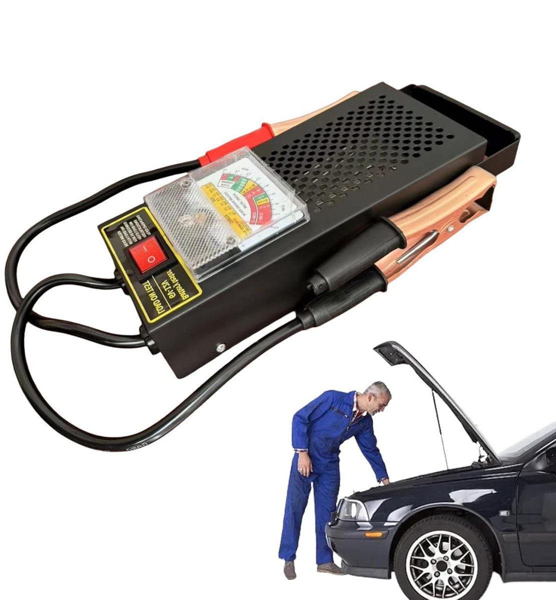 Accutester - Batterijtester - Voertuigonderhoud - Kleuren voltmeter - 12 Volt - Zwart