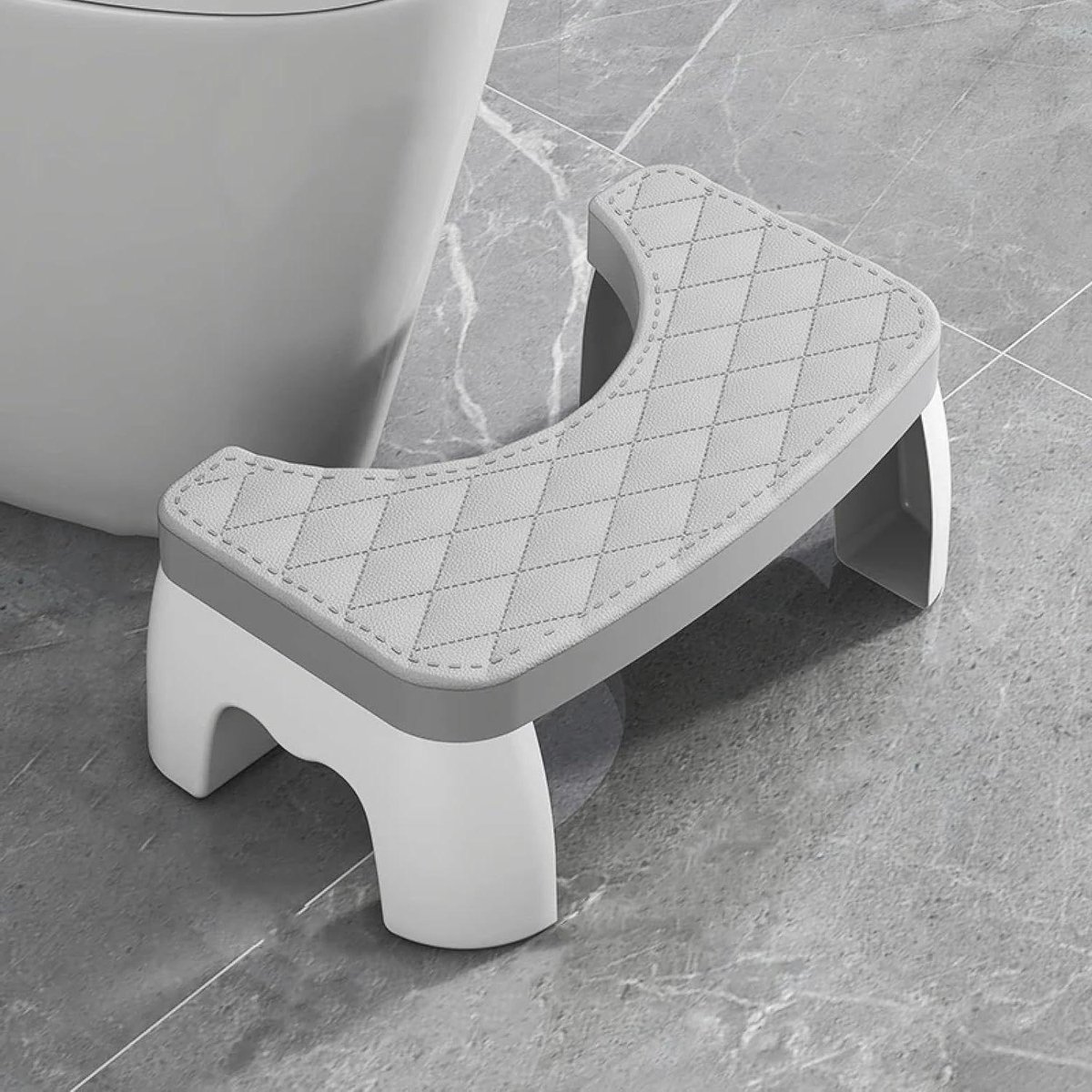 Toilet Kruk - Hurk Stoel - Comfortabel Zitten - Boogontwerp - 17 cm Hoog - Grijs