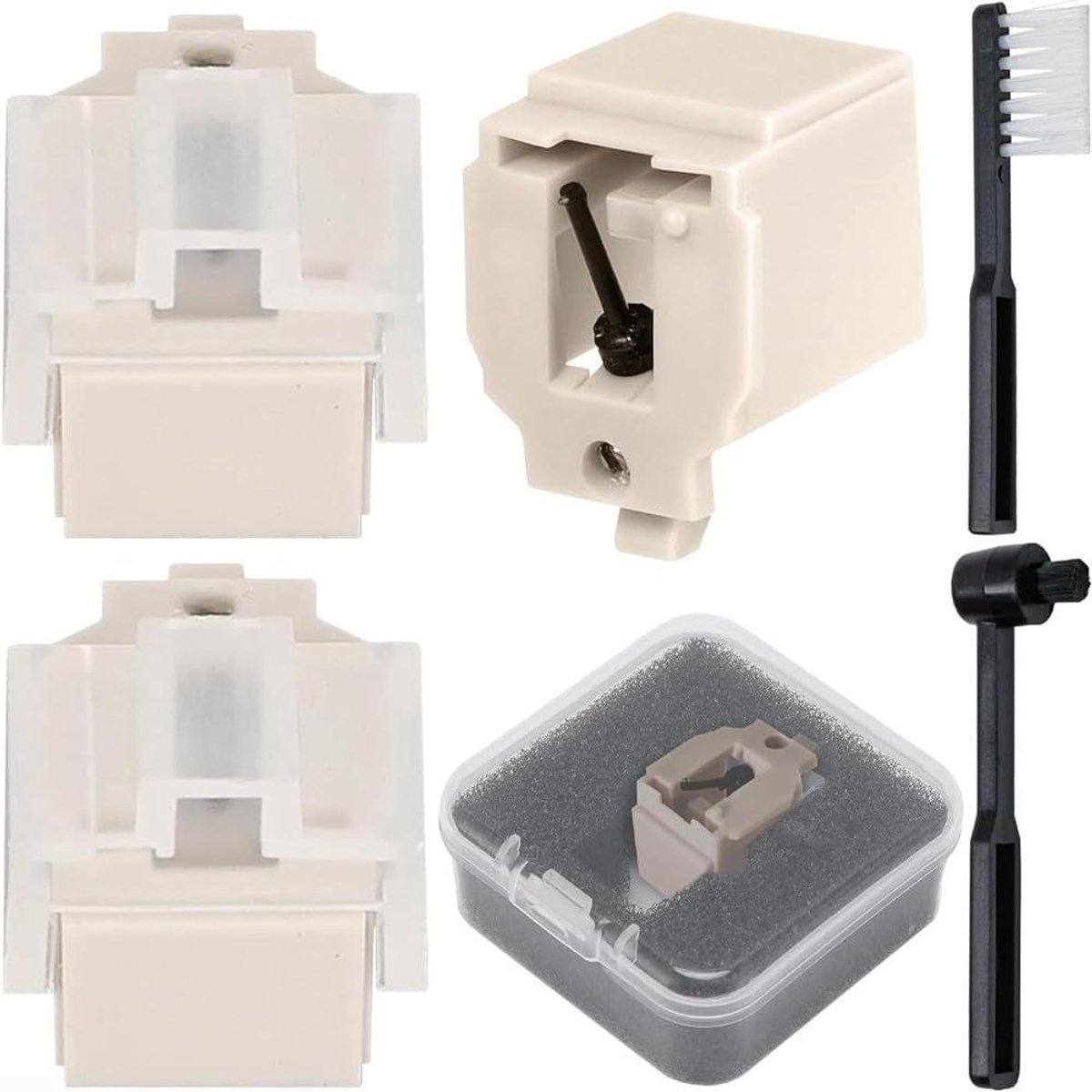 Platenspeler Naald - Stylus Vervanging - Muziek Afspelen - Koolstofvezel Constructie - 7 x 6 x 5 cm - Wit