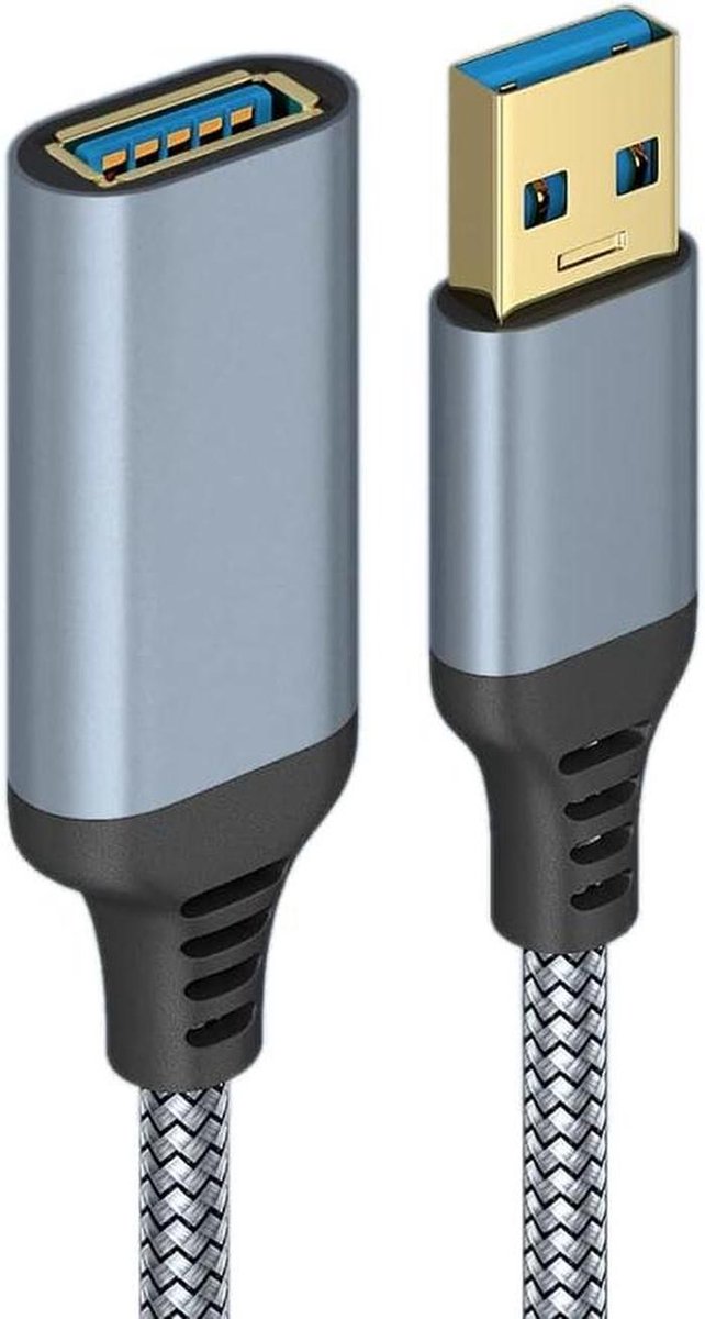 USB 3.0 Verlengsnoer - Extra Lange Kabel - Apparaten Aansluiten - Hoge Snelheid Data - 5 Meter - Grijs