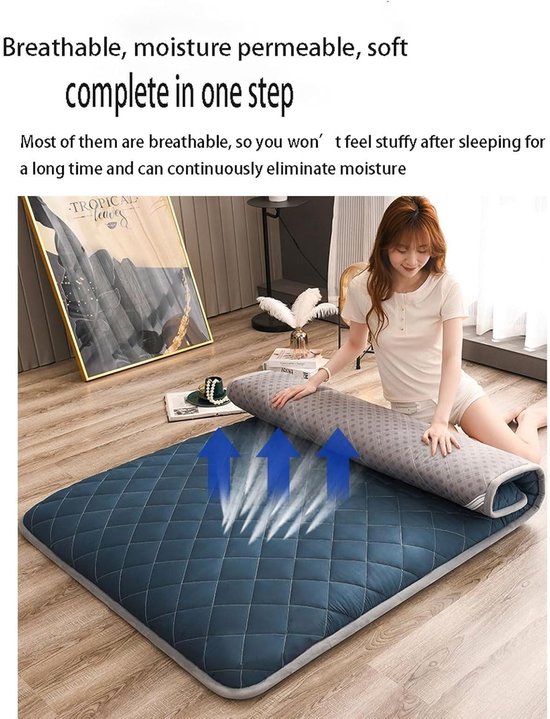 Japanse Futon Matras - Vloerligbedmatras Oprolbaar - Comfortabel Slapen - Huidvriendelijk Geschuurd Materiaal - 90x200cm - CC — afbeelding 5