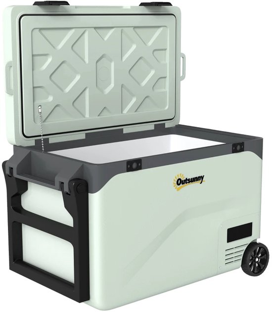 Compressor Koelbox - 42,5 L - tot -20°C - Stille Elektrische Koelkast - Autokoelkast - Koeler met Bluetooth, Rolhandvat & Telefoonhouder - AC/DC - 12V-24V/100-240V - Voor Auto & Huis - voor Boten, Campers en op Reis - Groen + Zwart van ZYLARO — afbeelding 2