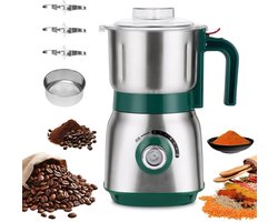 Seth Select Elektrische Graanmolen 600 ml – Nat- en Droogmolen voor Koffiebonen, Kruiden, Specerijen & Bonen - Zilver/RVS