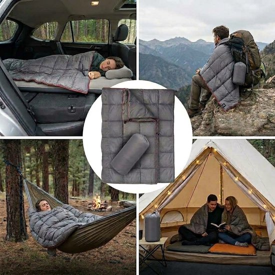 opvouwbare Campingdeken met tas (200*140 CM)-reisdekken- Campingdeken Waterdicht - Multifunctionele Slaapdeken voor Kamperen, Auto Kamperen, Tent & Hangmat - Lichtgewicht Warme Outdoor Deken met Opbergzak - Reisdeken voor 1-2 Personen — afbeelding 4